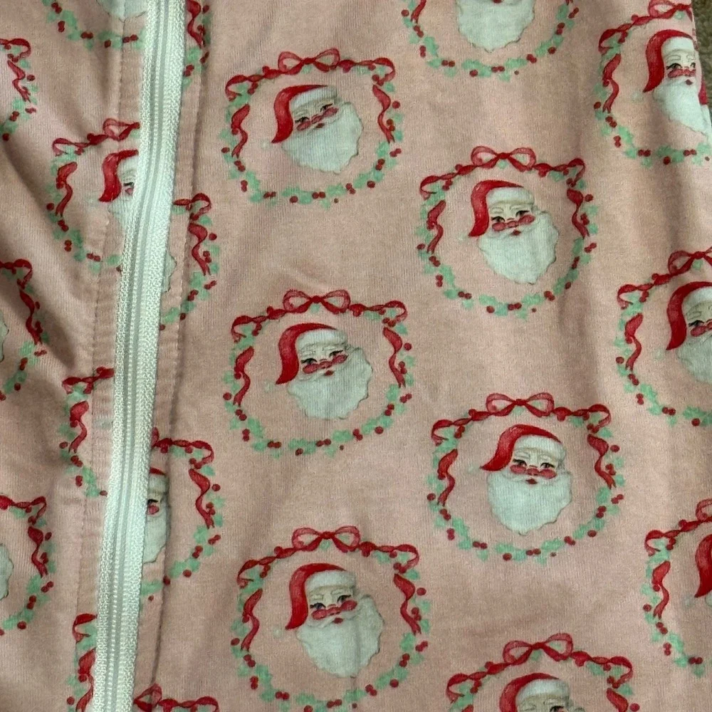 Cecil and Lou Kids Pink Santa Wreath Ruffle Pajama Sleeper 4T Holiday Christmas